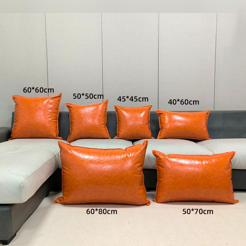 60x60/50x70/60x80CM Large Size PU Throw Pillow Cover Imitation Leather Waist Cushion Cover Decor Home Decorative Pillowcase