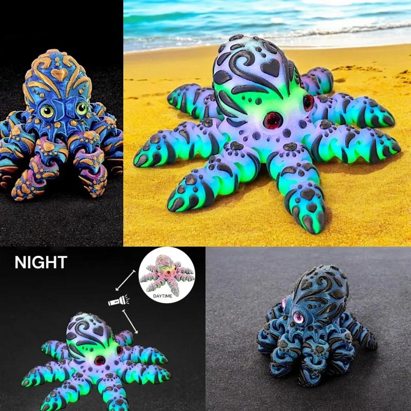 3D Printed Octopus Ornament Creative Animal Landscape Decoration Simulated Octopus Desktop Home Model Party Children's Gift