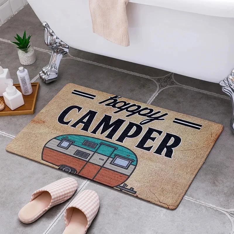 

Cartoon Camper Carpet Bathroom Entrance Doormat Bath Indoor Floor Rugs Absorbent Mat Anti-slip Kitchen Rug for Home Decorative 40x60cm