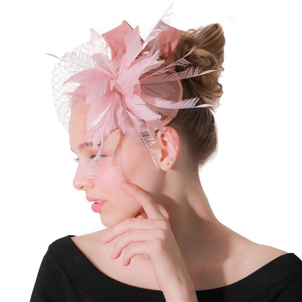 Europe And The United States New Feather Hairpin Bridal Hair Accessories Banquet Party Performance Hemp Hat Ball Headdress