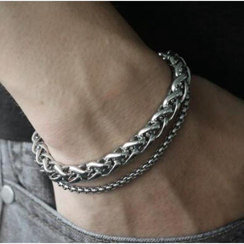 Nouveau Bracelet Dominateur Européen et Américain Trois Couleurs pour Homme en Acier Inoxydable