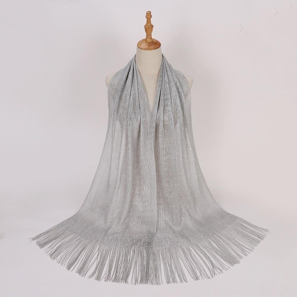 Long Metallic Scarf Shiny Party Evening Dress Scarf Elegant Bridal Wedding Wrap