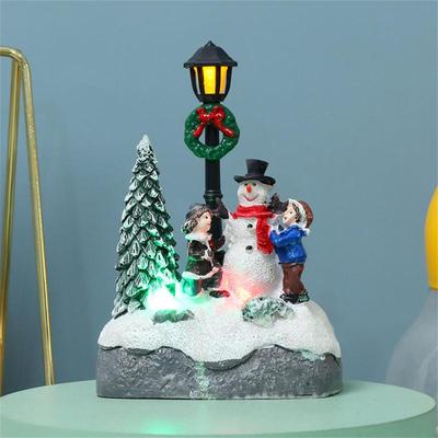 Scenka Wioski Bożonarodzeniowej Wioska Bożonarodzeniowa z Ruchem i Światłem Miniaturowa Lampa ze Światłem Dekoracja Bożonarodzeniowa Miniaturowa Chara