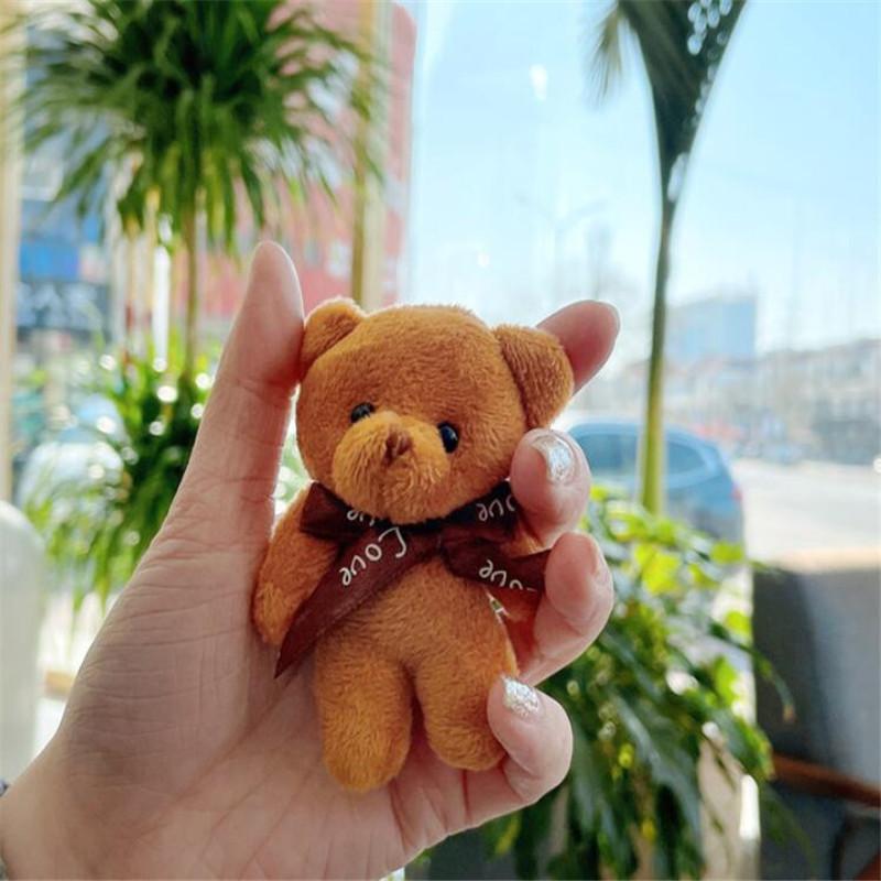 1PCS Mini Bear Plush Toys For Girl Pendant Letter Bowknot Small Bear Stuffed Pendant Cute Animal  Doll Soft Gift 8CM