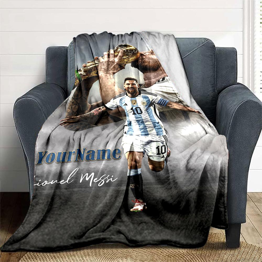 Messi Personalized Name Blanket Cozy Customizable Blanket Comfortable Suitable for Livingroom Bedding Sofa Office Chair for All Occasions
