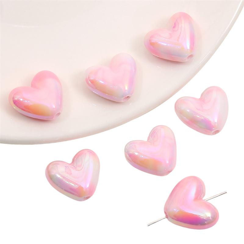 200Pcs Acrylic Beads Heart Charms Beads For DIY Bracelet Necklace Jewelry Making