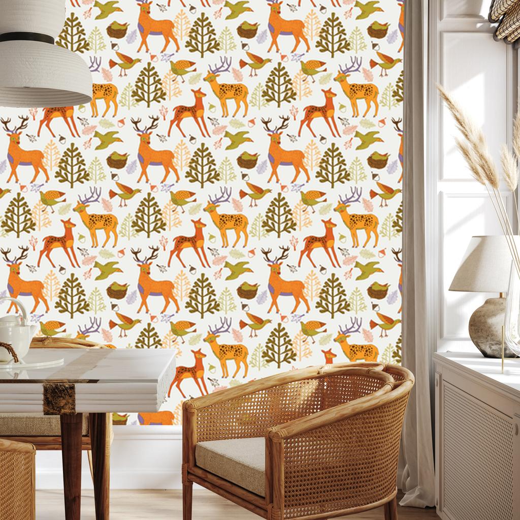 Beautiful Forest Animals Wallpaper for Living Room and Bedroom 50x1000