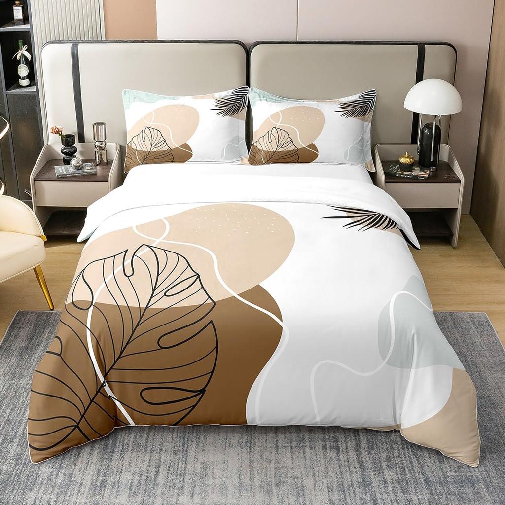 Queen Size Teen Simple Duvet Cover For Girls Women Modern Bedding Set Mid Century Quilt Cover Boho Abstract Art Set 3-Piece Set