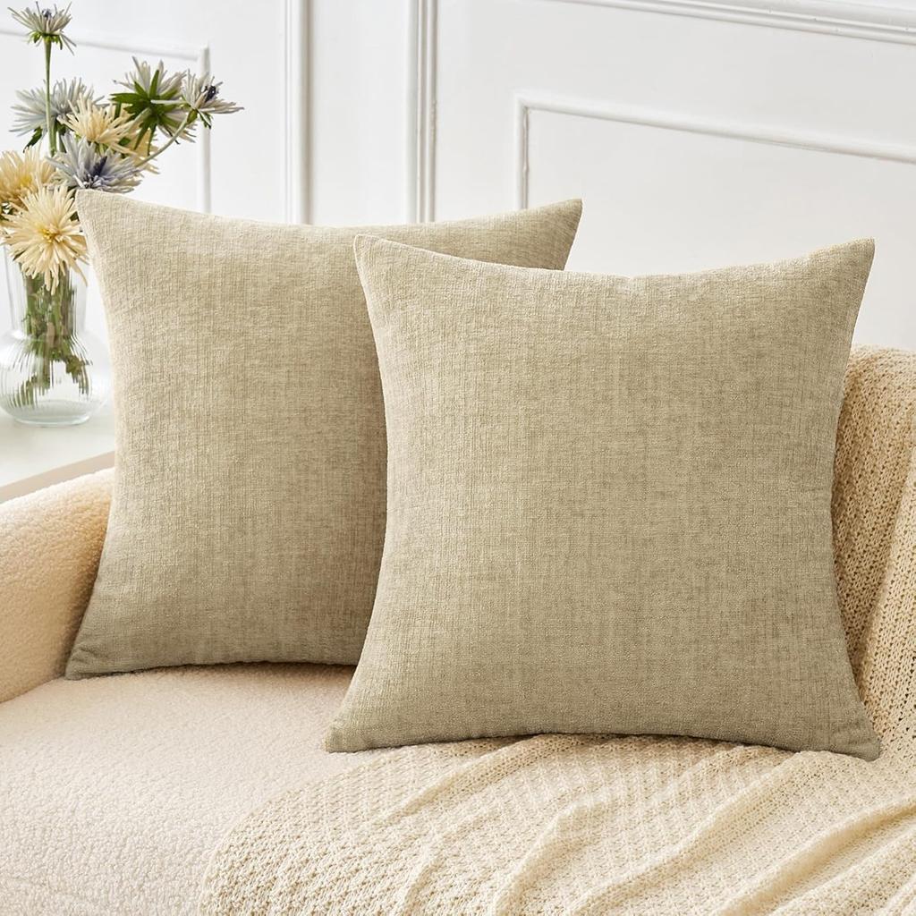 Chenille Kissenbezüge 45x45 cm Weich Dunkelgrün Dekorative Zierkissenbezüge Quadratische Kissenhüllen Unifarbene Kissenbezüge für Sofa