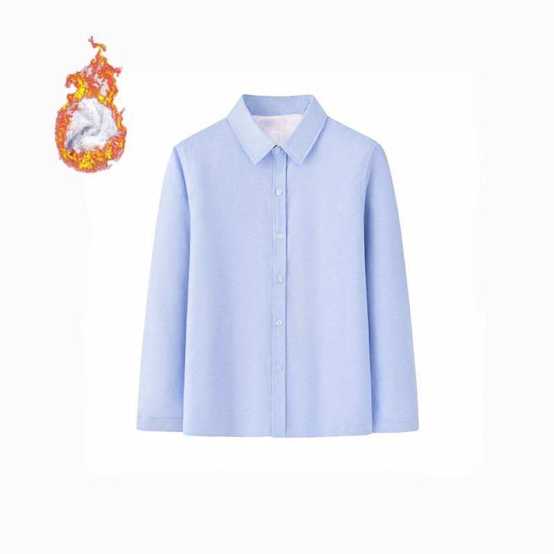 Kids' Fleece-Lined White Shirts and Thick Autumn/Winter Outfits
