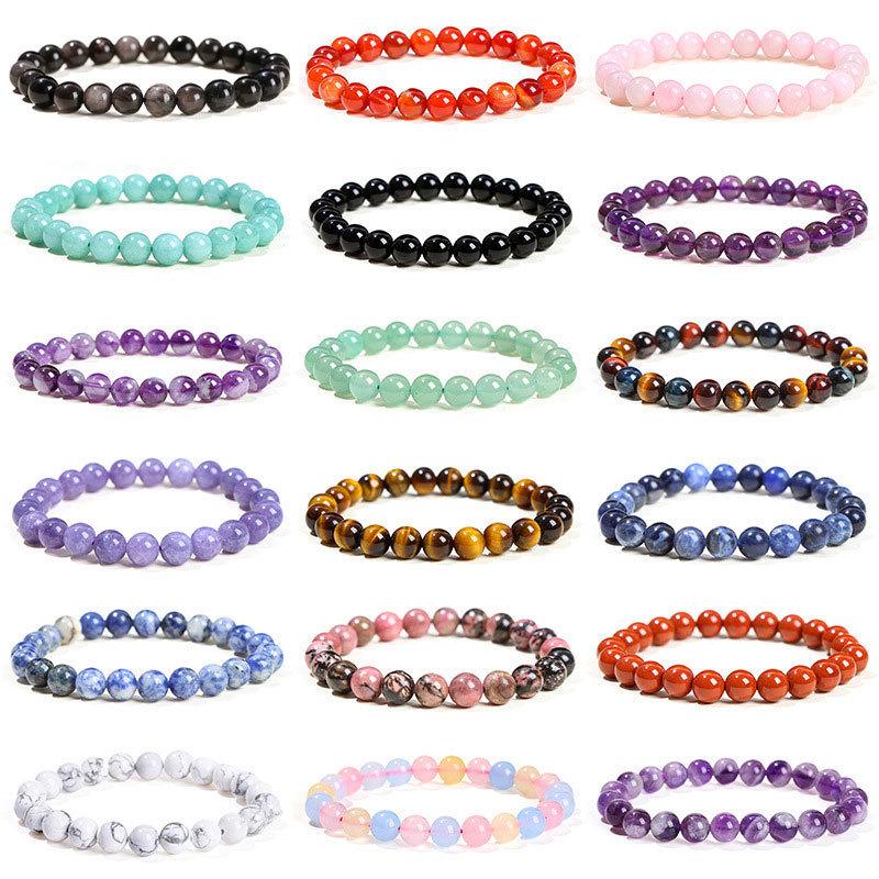 Natural Crystal Agate & Tiger Eye Stone Bracelet - Fashionable Round Beads for Men & Women