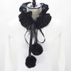 Victorian Vintage Pom Pom Neck Ruff Ruffle Collar Layered Clown Neck Collar Tie Cosplay Accessories for Women
