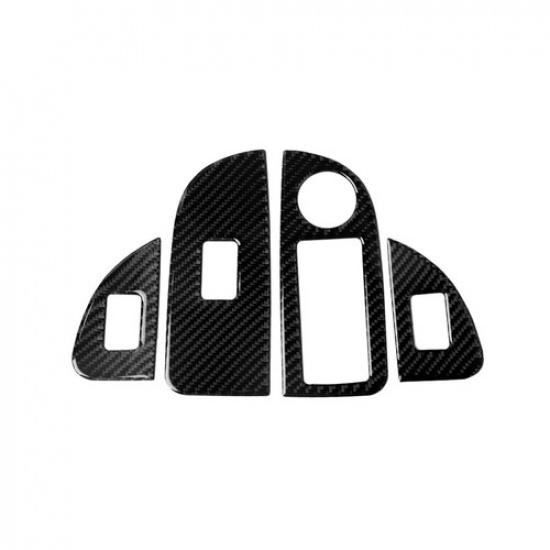 4Pcs Carbon Fiber Interior Window Control Cover Trim For Alfa Romeo Giulia
