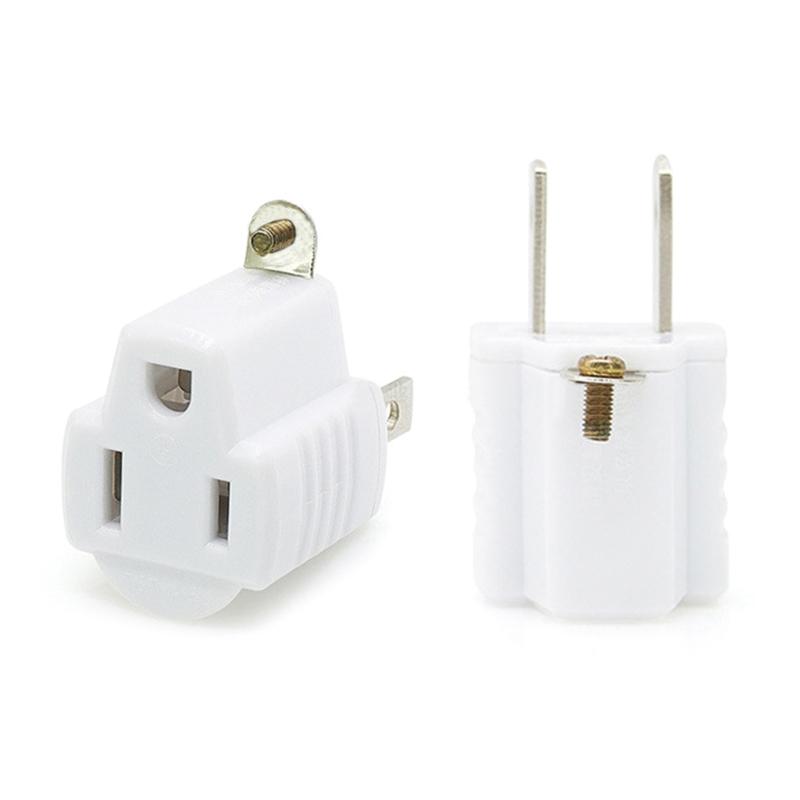 

2 Prongs to 3 Prongs Outlet Adapter Light Weight Travel Converters Plug Grounding Converters Adapter Outlets Plugs 1