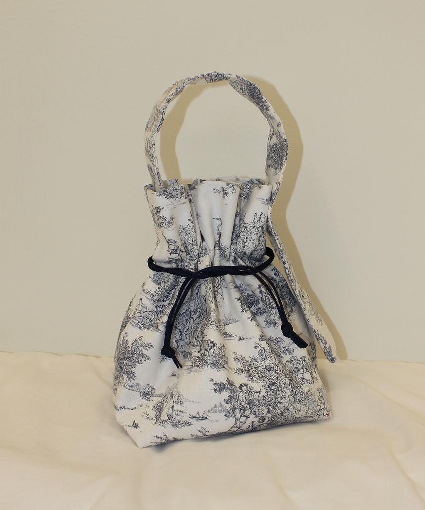 A By A Toile Masterpiece Linen Bucket Bag Black