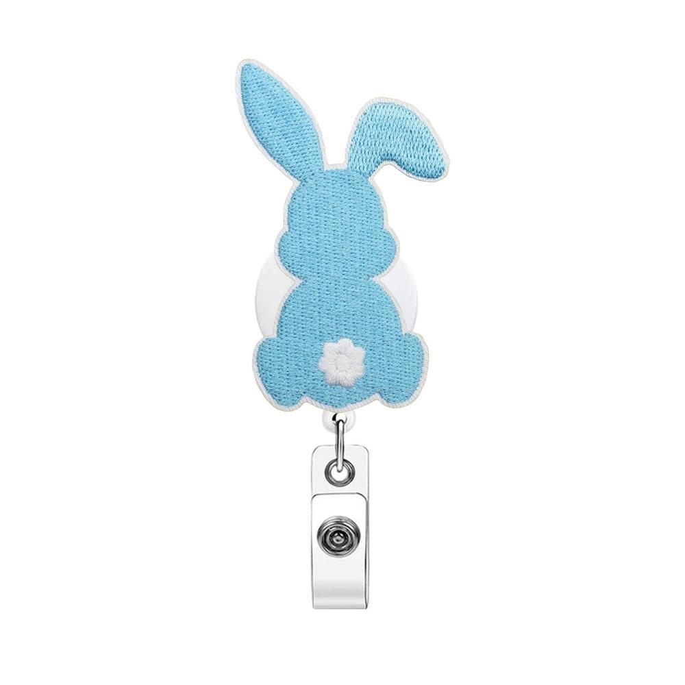 Easter Rabbit Cartoon Retractable Badge Holder Reel Id Card Holder For Office Workers Doctors Nurses Medical Students Students