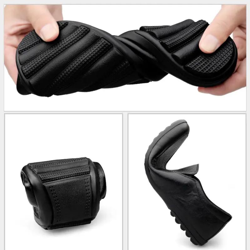 Men's Leather Casual Shoes Breathable Slip On Lazy Driving Shoes High-end Office Fashion Shoes