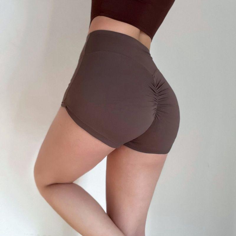 Wrinkle Peach Hip Raise Yoga Shorts Sexy Three-Point Tight Pilates Fitness Quick Dry Training Hip-Showing Shorts