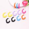 1 Pair Women Earrings Irregular C-shaped Candy Color Smooth Lightweight Ear Jewelry Lady Prom Cocktail Party Ear Hoop