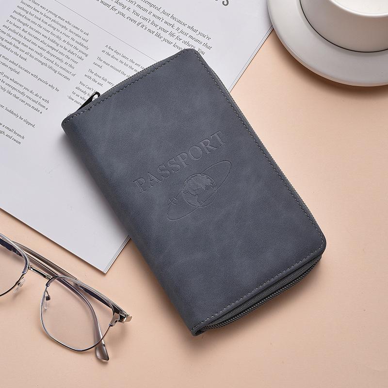 PU Leather Passport Holder with Magnetic Snap Closure, RFID Protection, and Anti-Theft Features – Durable Multifunctional Document Wallet