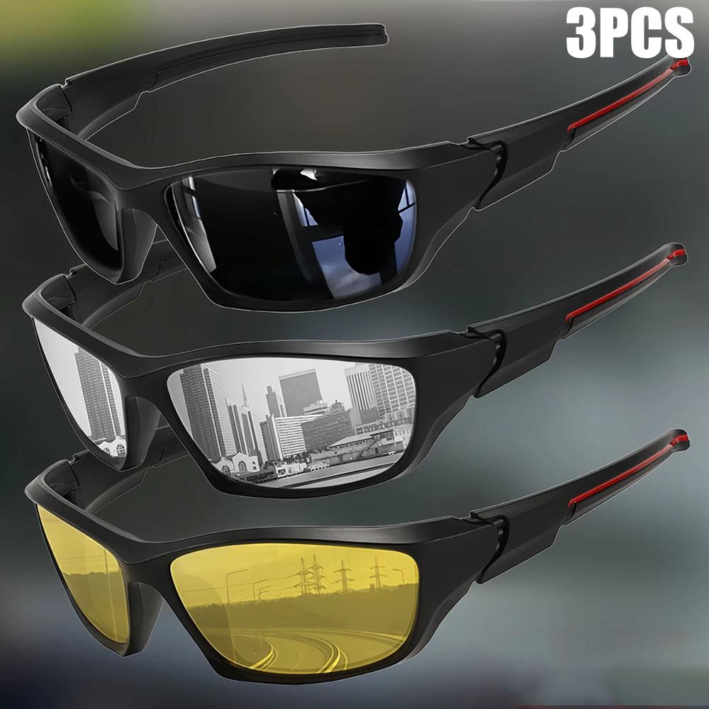 1-3PCS Polarized Black Glasses Night Vision Anti-Glare Goggles for Men Women UV400 Sunglasses for Driving Fishing Daytime
