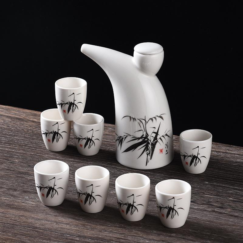 Ceramic Wine Set Half A Catty Small Wine Jug Wine Dispenser Baijiu Cup Yellow Wine Cup Chinese Sake Customization