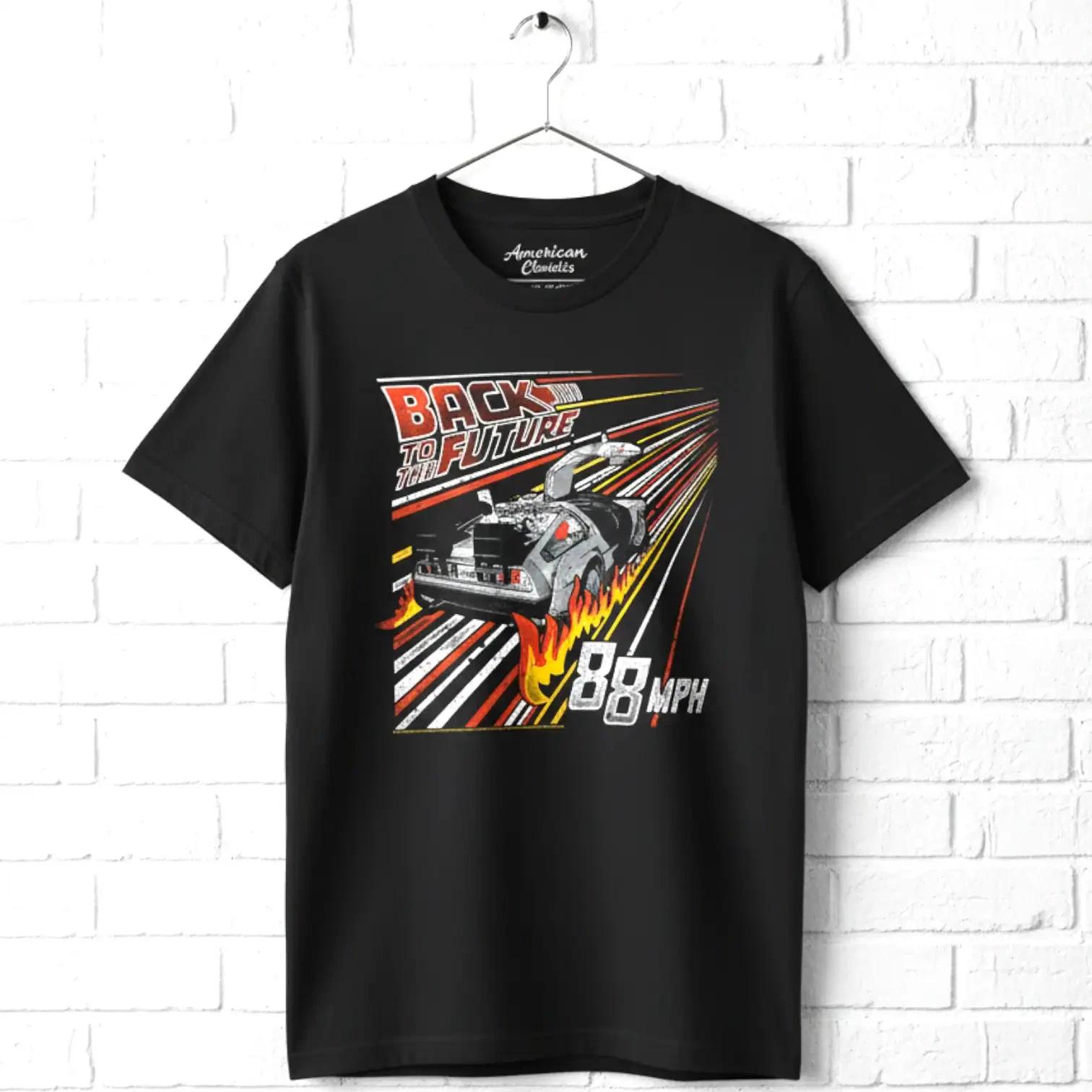 Back to The Future 88mph Streaking Flames Men s T Shirt S