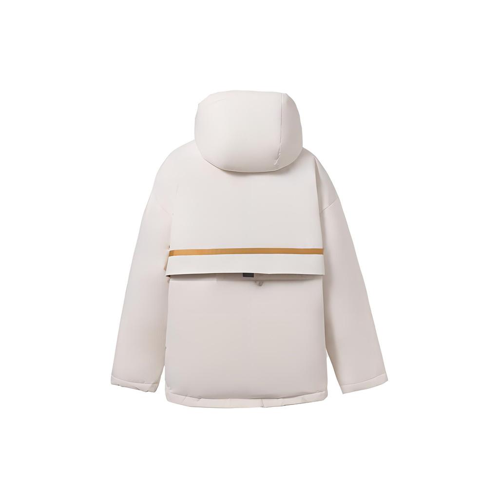 Futter gespleißtes Aufbewahrungstaschen-Detail Kapuzen-Daunenjacke Damenjacke Off-White AYMR324-2