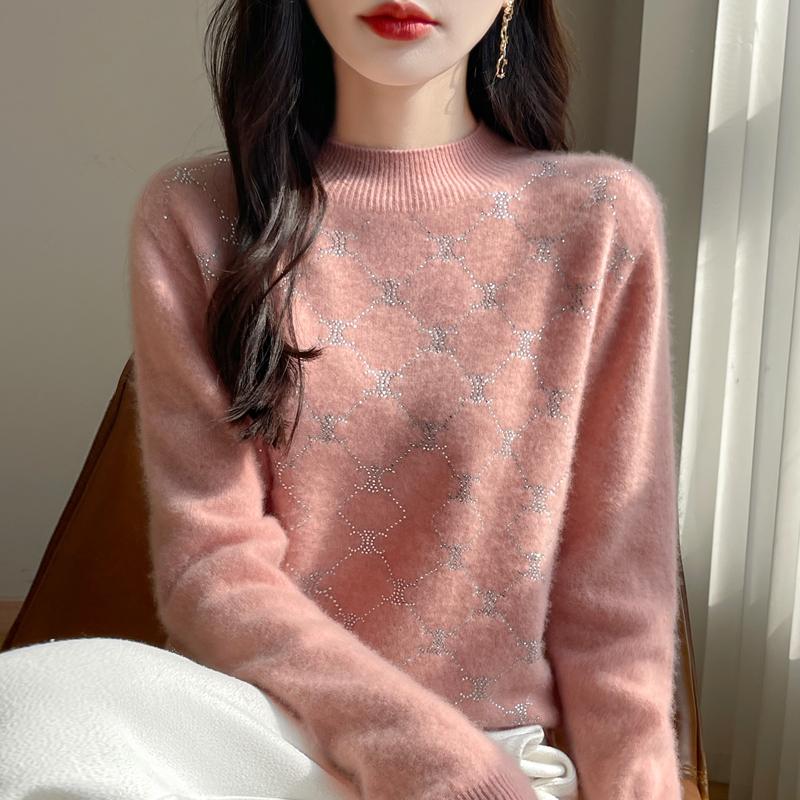 Women's Cashmere Sweater Qinghe Cashmere 30% Cashmere 70% Wool Autumn and Winter Pullover Warm and Fashionable