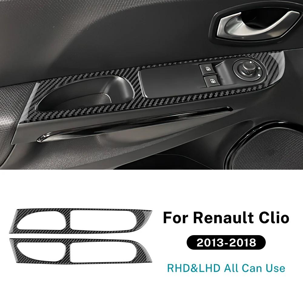 Für Renault Clio 4 IV MK4 2013 2014 2015 2016 2017 2018 LHD RHD Echte Weiche Kohlefaser Frontfenster-Knopf Innen Außen Aufkleber