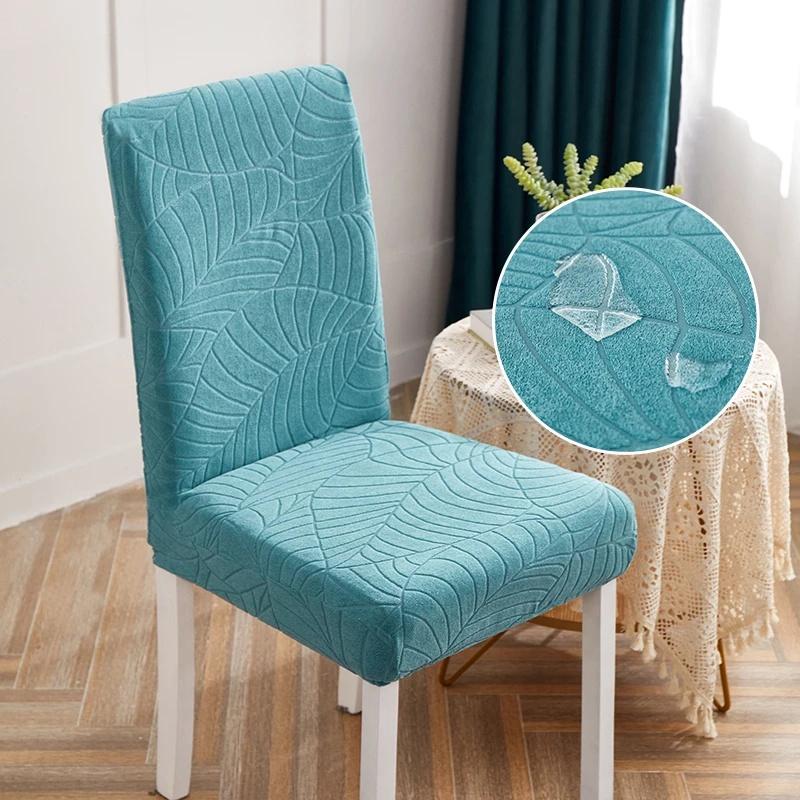 1Pcs Jacquard Stretch Chair Cover Waterproof Anti-Dirty Seat Cover For Kitchen Banquet Birthday Party  Dining