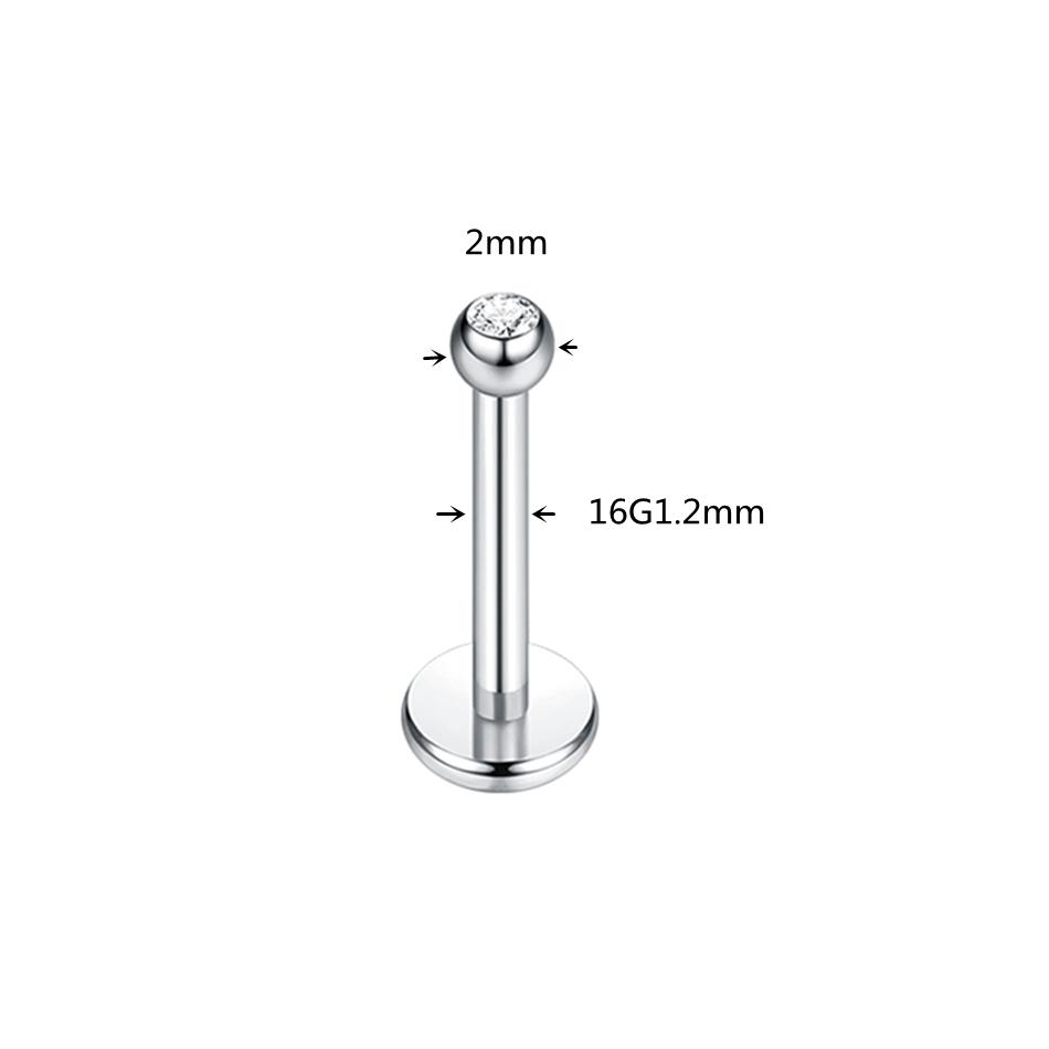 1pcs ASTM F136 Titanium Labret Piercing 2/3/4/5mm Zircon Ear Cartilage Tragus Lobe Helix Stud Earrings Piercings Body Jewelry