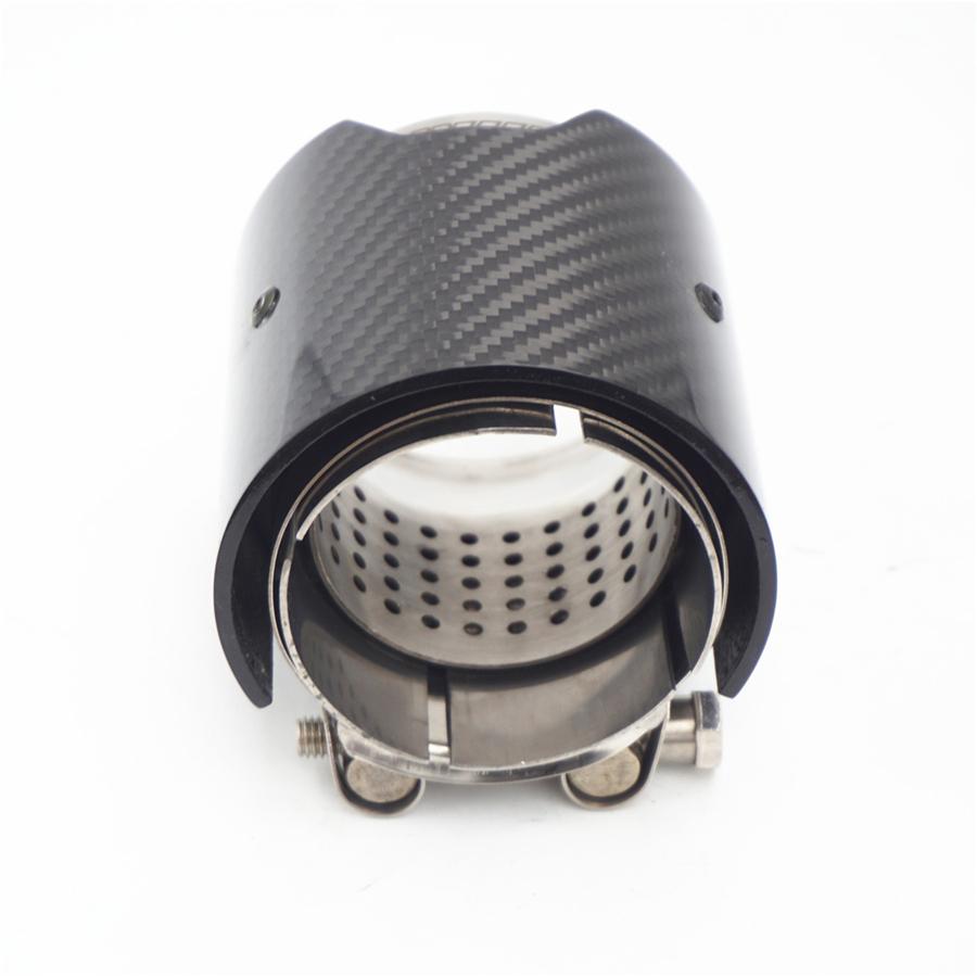 Car Carbon Fiber Exhaust End Tail Tips 73mm In