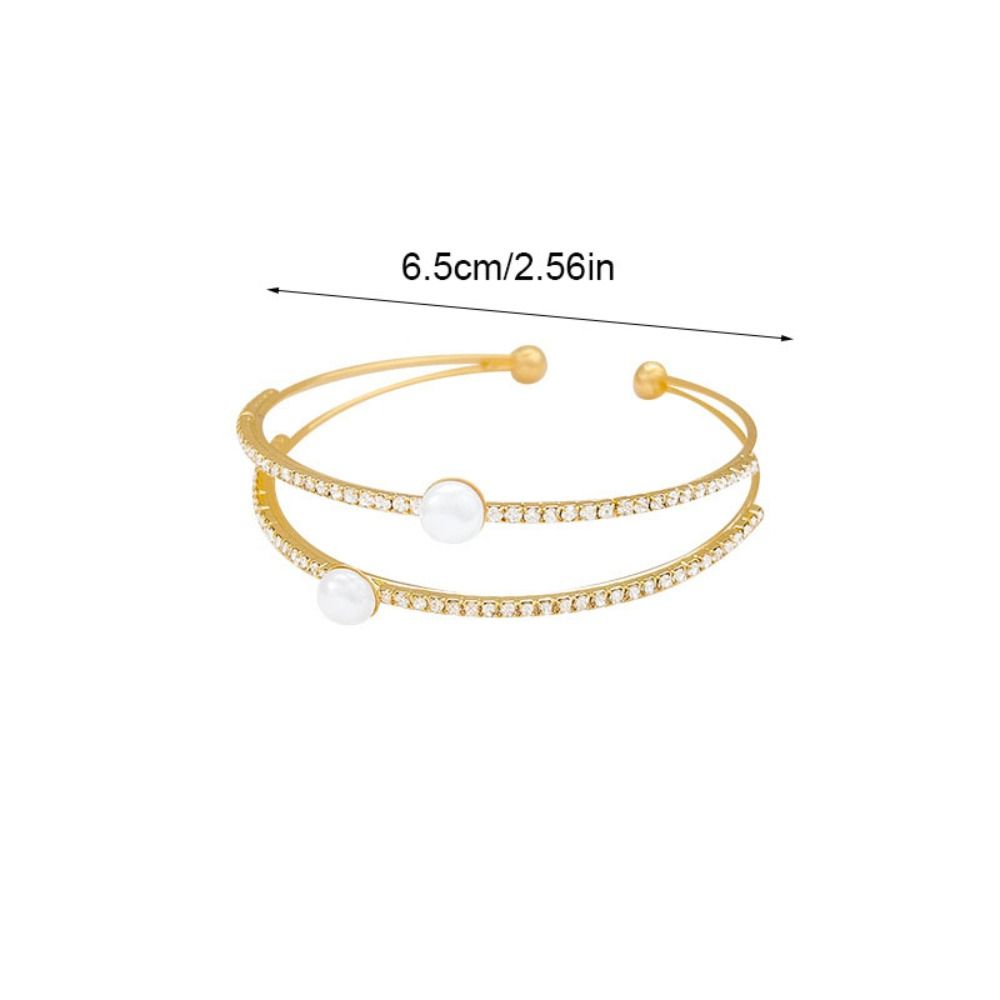 Bridal Jewelry Rhinestone Bracelet Double-layer Wrist Ornament Simple Opening Bangles  Ladies