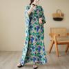 Summer V-Neck Cotton & Linen Loose Fit Literary Beach Dress