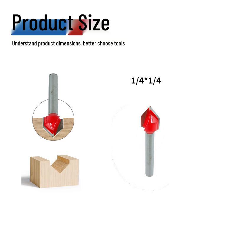 

90° V-Shaped Knife Edge Trimmer Head, 1/4 Shank Woodworking Router Bit for Wall Panel Folding