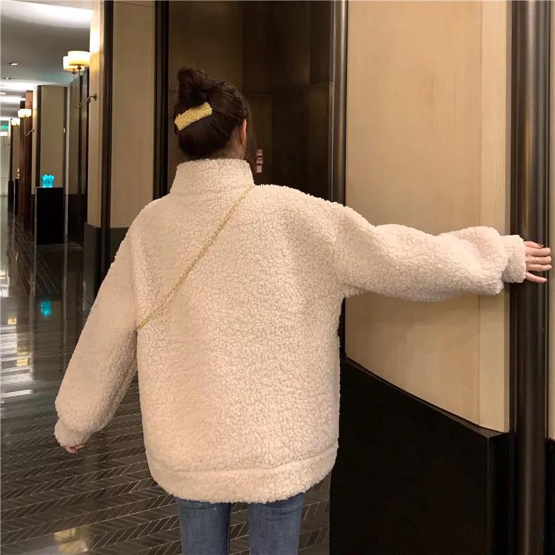 Herbst und Winter Neuer großer, lockerer Plüschjackenmantel