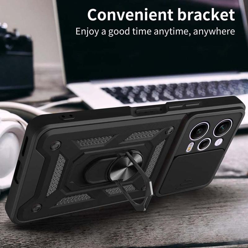 Case For Redmi Note 11 12 13 Pro +/Note 11 12 13 11s 12s 10C 12C 13C Slide Camera Protector 360 Ring Armor PC Hard Cover