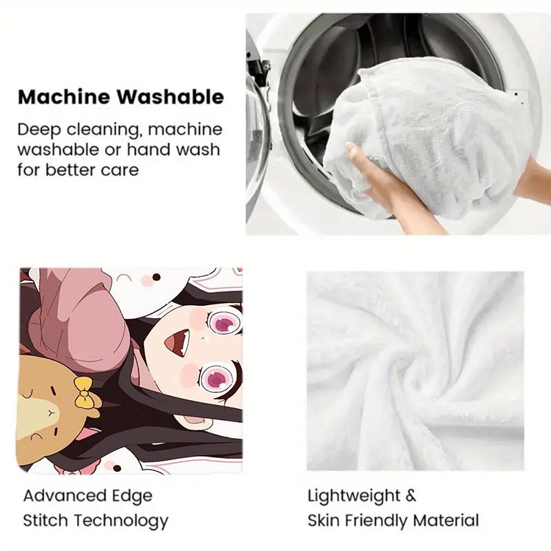Cute Demon Slayer 2D Flat Pattern Flannel Blanket High quality All Seasons Warmth and Comfort Perfect for Christmas Gifts.MMT0918369