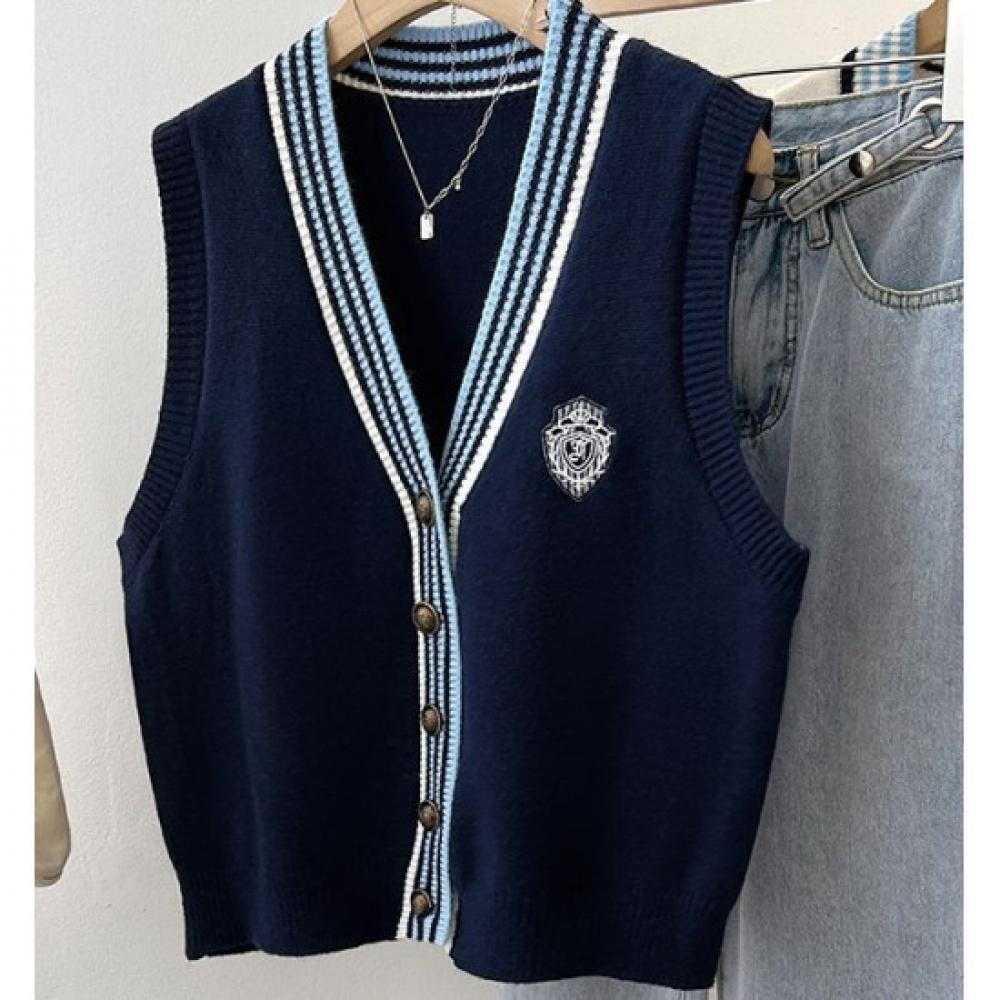 Rellawear V Neck High Cool Point Knit Vest Cardigan 2 Colors
