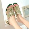 2024 New Women Sandals Summer Slippers Water Diamond Thick Heel Hollow-out One-line Fish Mouth Beach Sandals