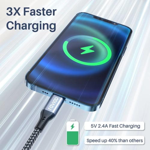 RAVIAD iPhone Charging Cable [3M/MFi Certified] Lightning Cable Fast Charging Data Transfer High Durability Disconnection Prevention iPhone 13/13 Pro/