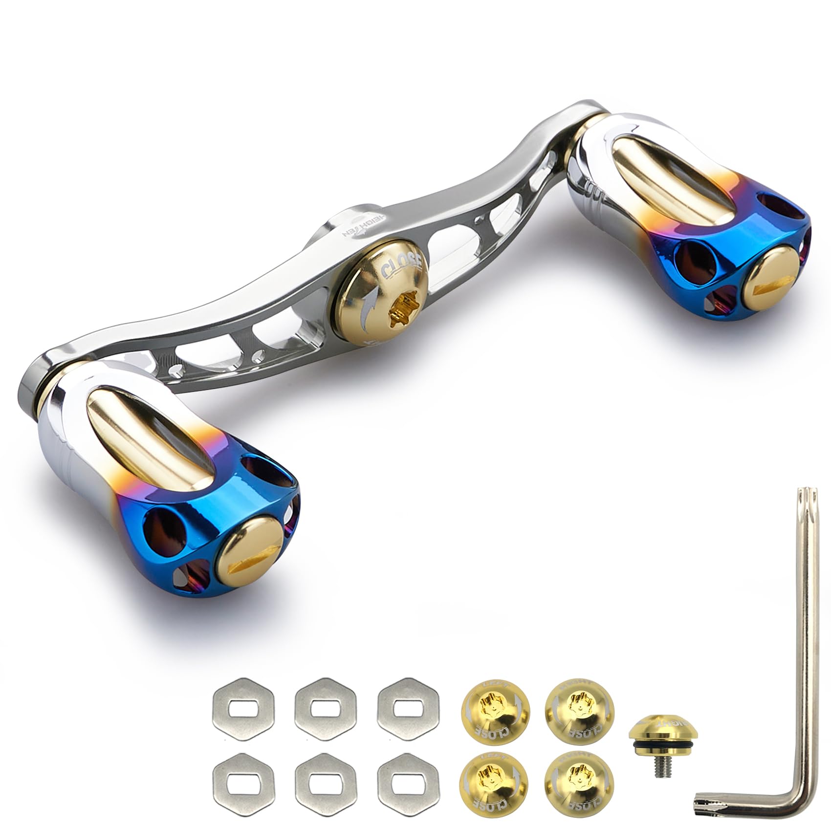 

УДЛИНЕННАЯ Рукоятка Катушки с Кнобом 22 мм для Универсальных Мультипликаторных Катушек Abu Серии Aurora Цвет Gunmetal 88/90/115 мм Shimano, Daiwa, (88мм - & Золото) (671)