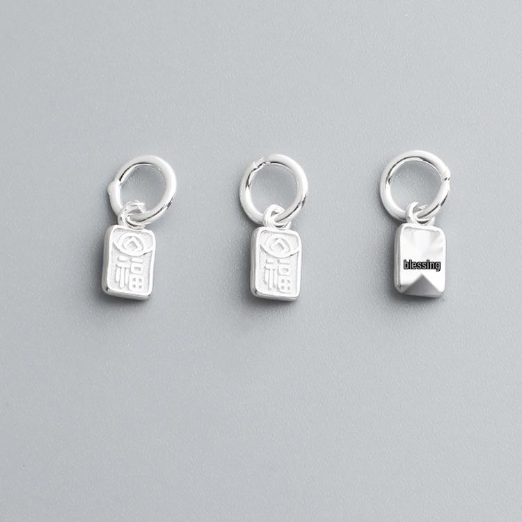 Mini Fu Character Pendant: S925 Sterling Silver for DIY Jewelry