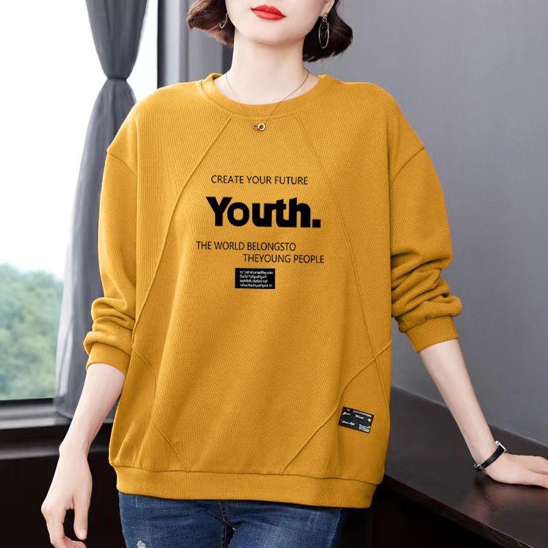 Round Neck Sweater Fashion Spring and Autumn Pullover Top Loose Printed Pullover