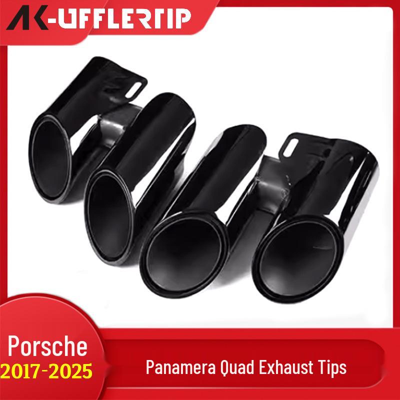 Compatible with Porsche Panamera 971 GTS Four-Outlet Tailpipe, Three-Layer Black Exhaust