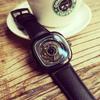 GLENAW Design Orologio Meccanico per Uomo Moda Business Alta Qualità Orologi Automatici in Pelle Orologio Quadrato in Acciaio Inossidabile + Scatola