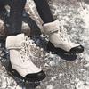 COOJOY Snow Boots with Boa Thick and Size 41 Women's High-Top Lining, Sole, Beige,