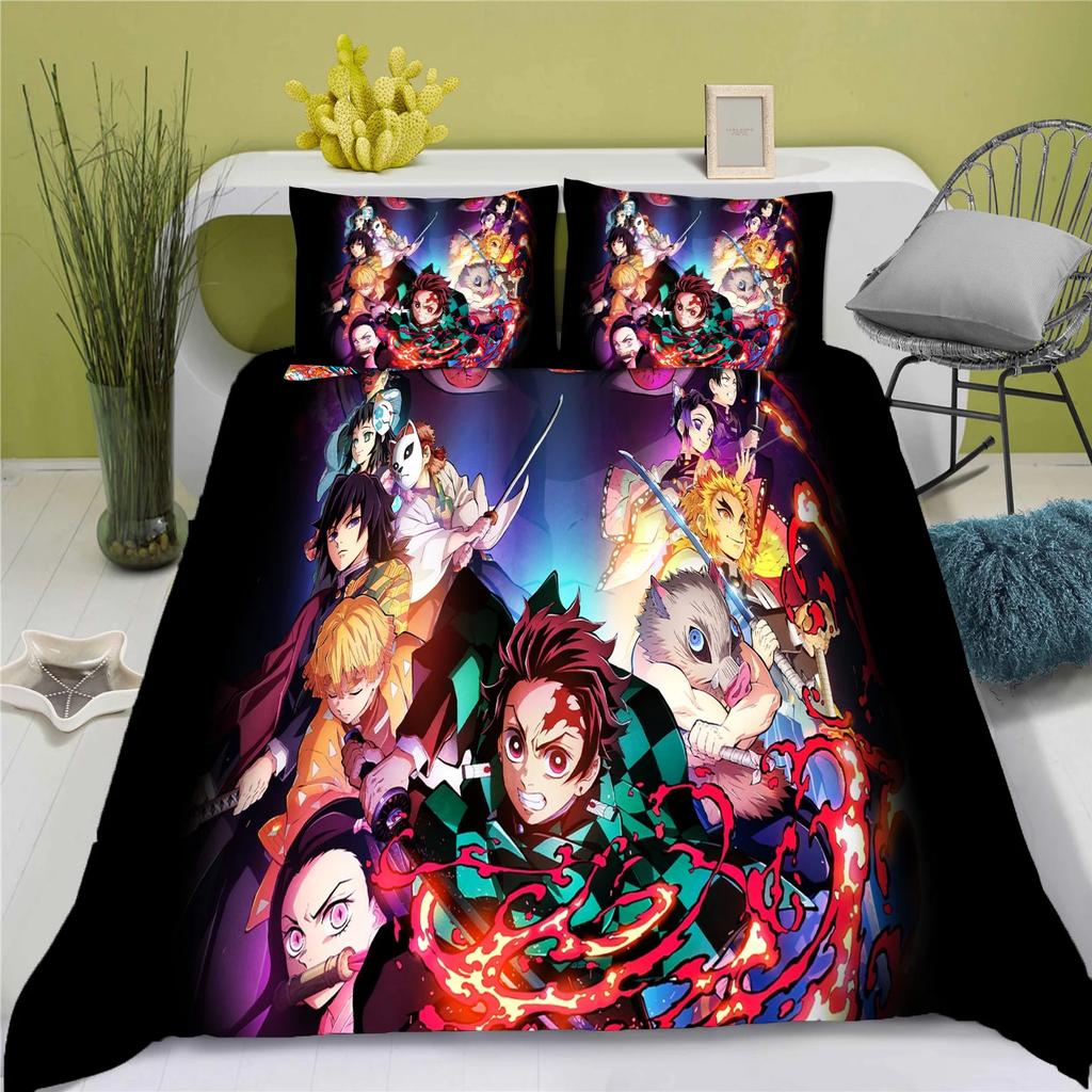 Children Coton D-Demon Slayer Soft Duvet Cover Polyester Set kimetsu no yaiba Beding Adorable Lovely Printed Carton Comfortable Quilt Cover Premium