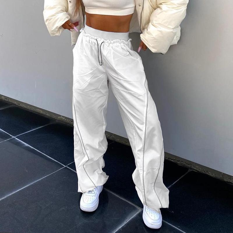 Lose High Waist Tech Baggy Jogginghose Streetwear Jogger Damen Hose mit weitem Bein Casual Basic Punk Hose